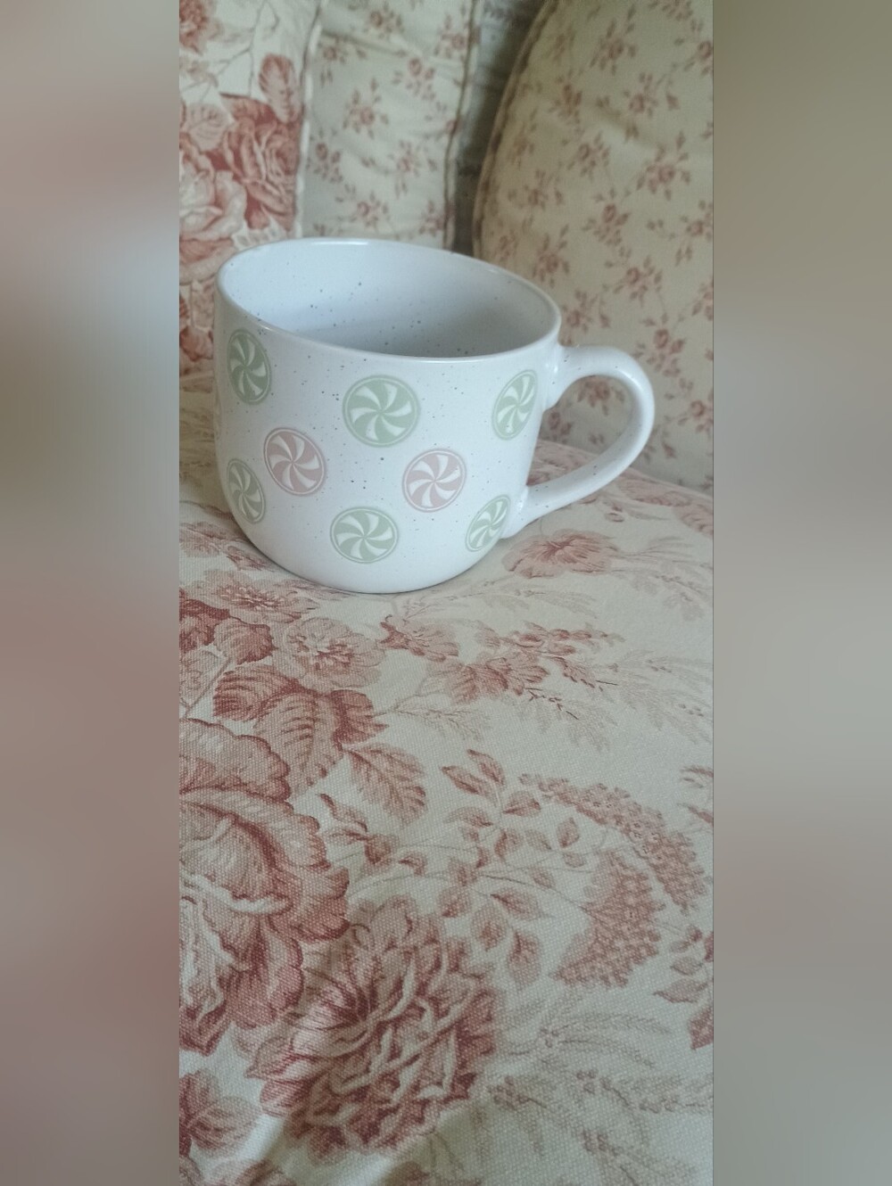 Peppermint Mug with Pastel Mint and Pink Swirl Accents